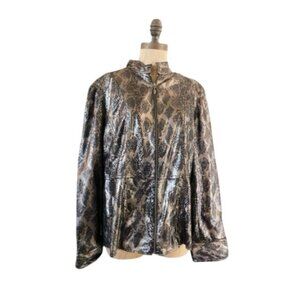 Chico's Size L Large Reptile Shimmery Zip front Elegant Jacket